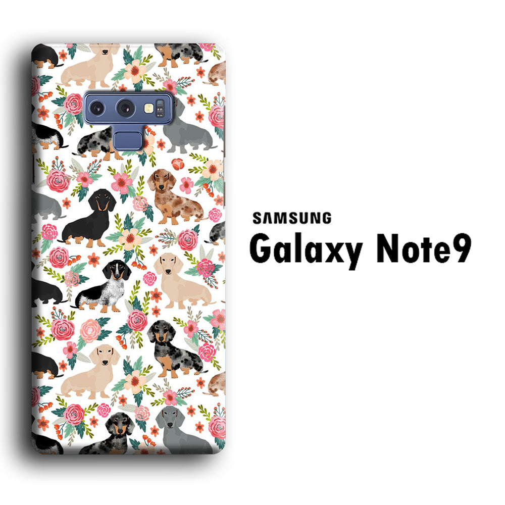 Dog Flowering Dachshund Samsung Galaxy Note 9 3D Case