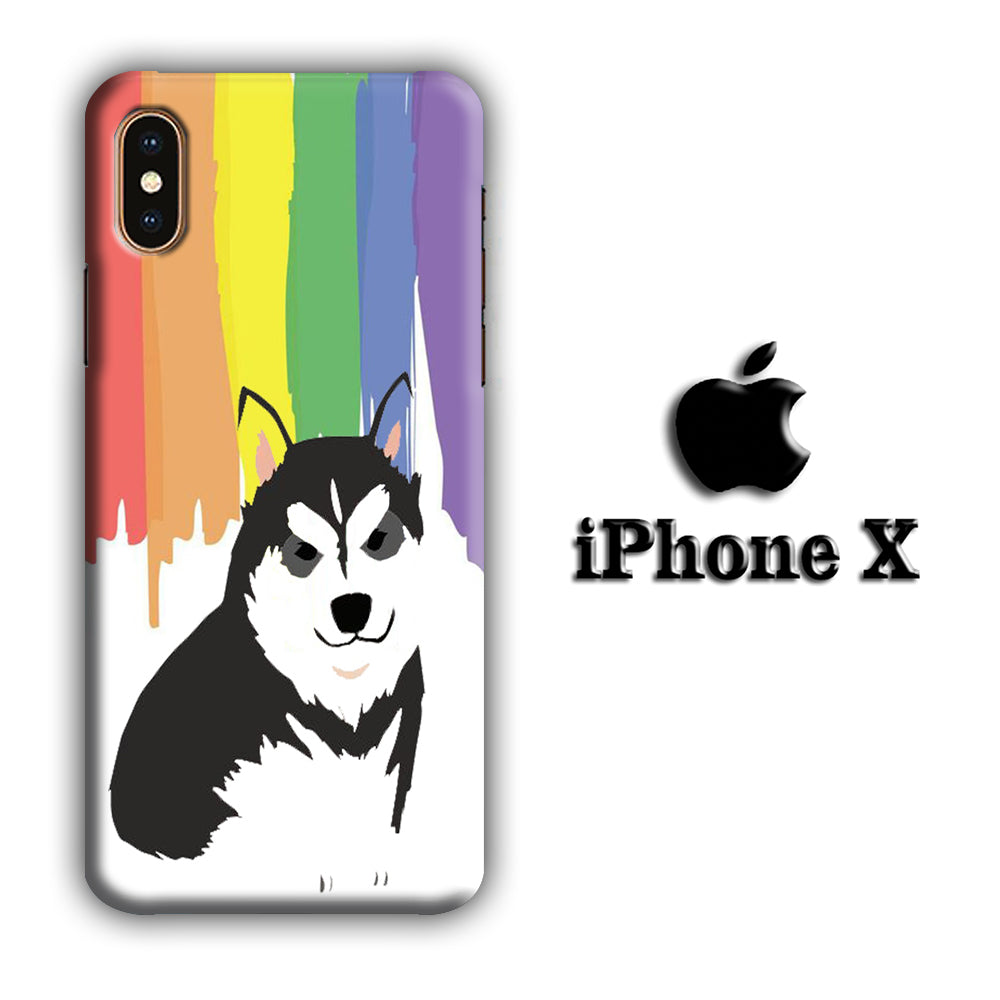 Dog Siberian Husky Art iPhone X 3D Case