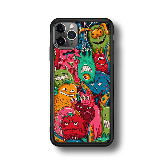 Doodle Monsters Get Together and Laugh iPhone 11 Pro Max Case