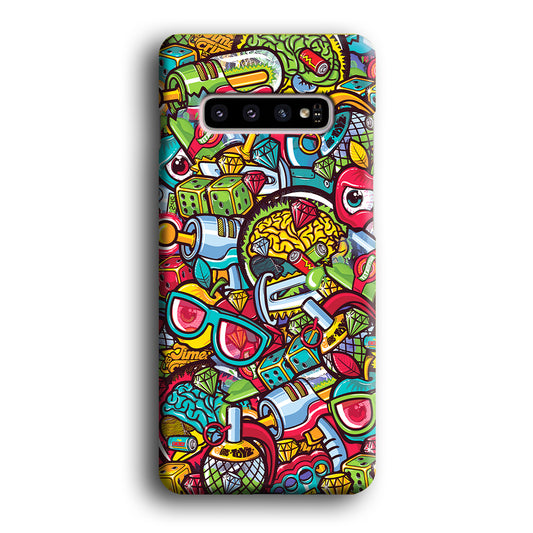 Doodle Brain Charge Samsung Galaxy S10 3D Case