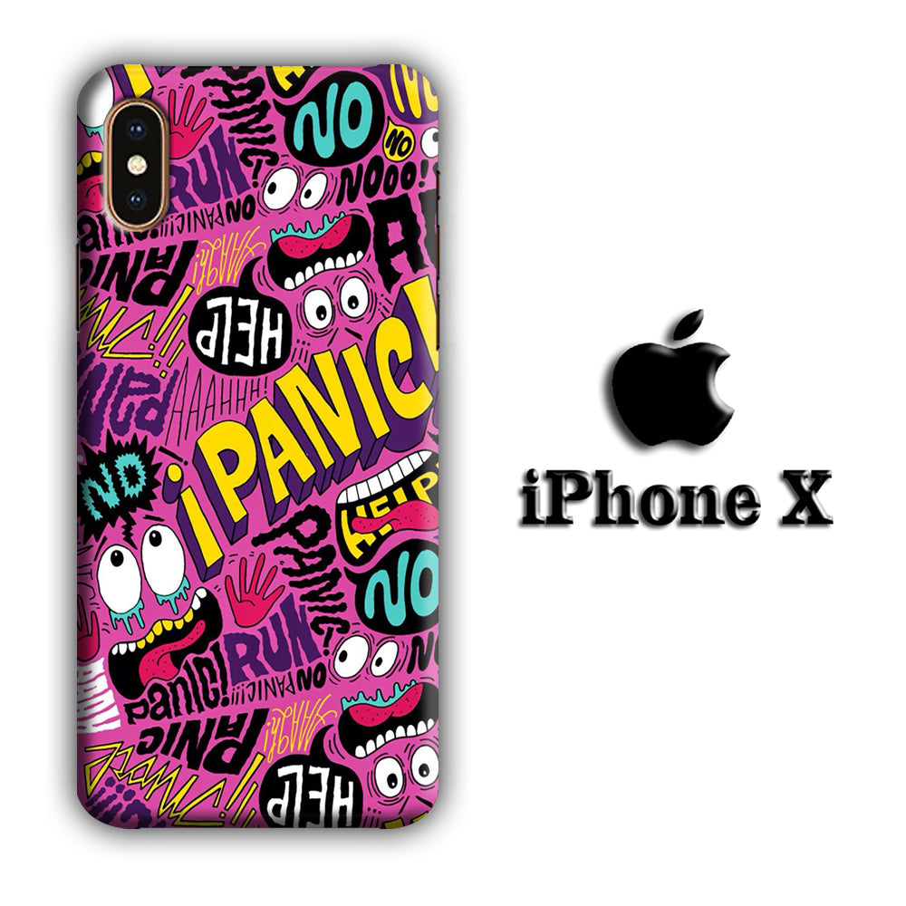 Doodle Don't Be Panic iPhone X 3D Case