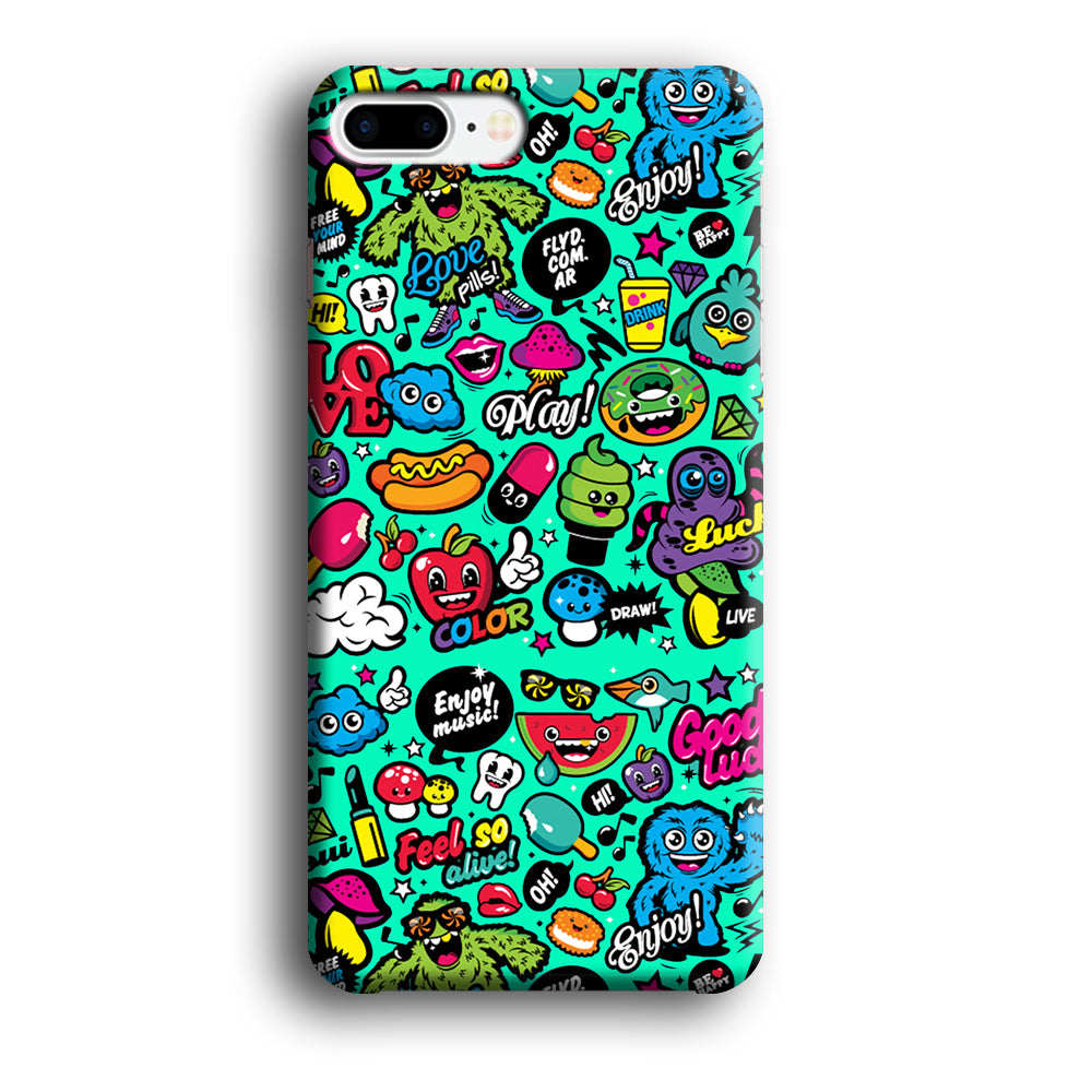 Doodle Glowing The Day iPhone 7 Plus 3D Case
