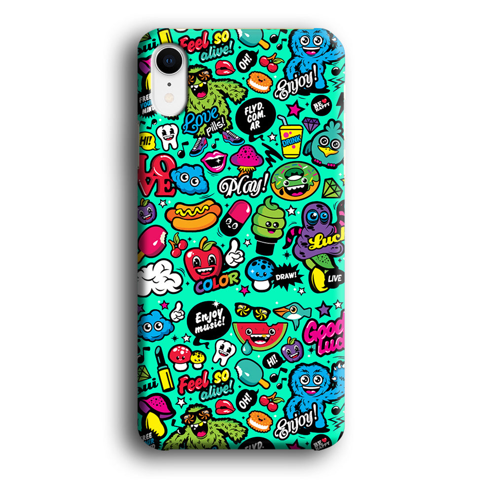 Doodle Glowing The Day iPhone XR 3D Case