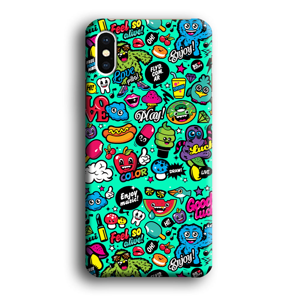 Doodle Glowing The Day iPhone Xs 3D Case