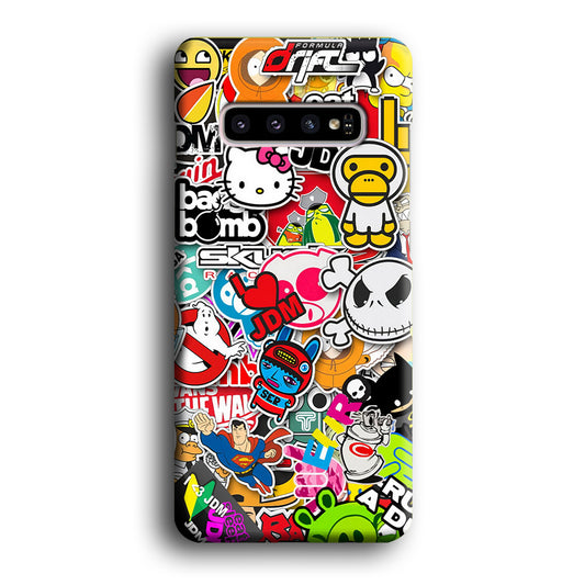 Doodle Sticker Collection Samsung Galaxy S10 3D Case