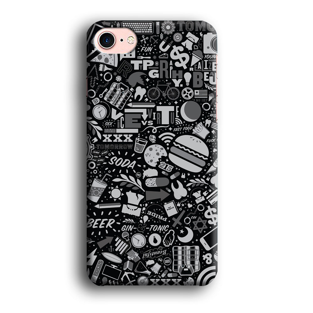 Doodle The Burger Beer iPhone 7 3D Case