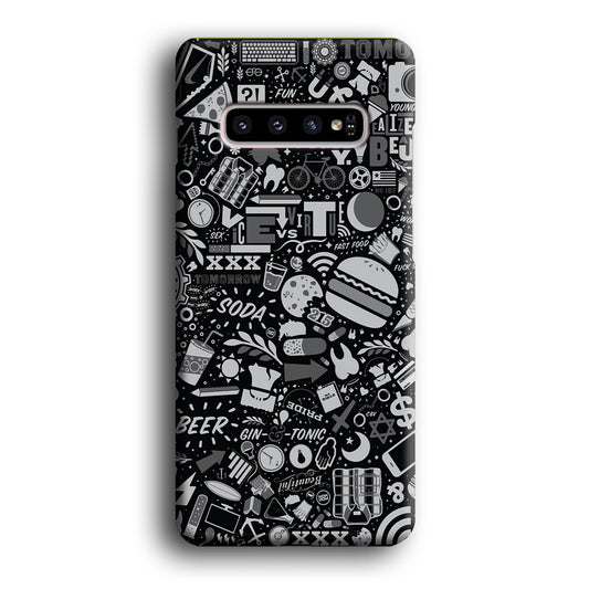 Doodle The Burger Beer Samsung Galaxy S10 Plus 3D Case