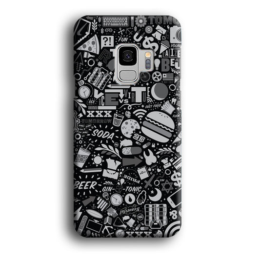 Doodle The Burger Beer Samsung Galaxy S9 3D Case