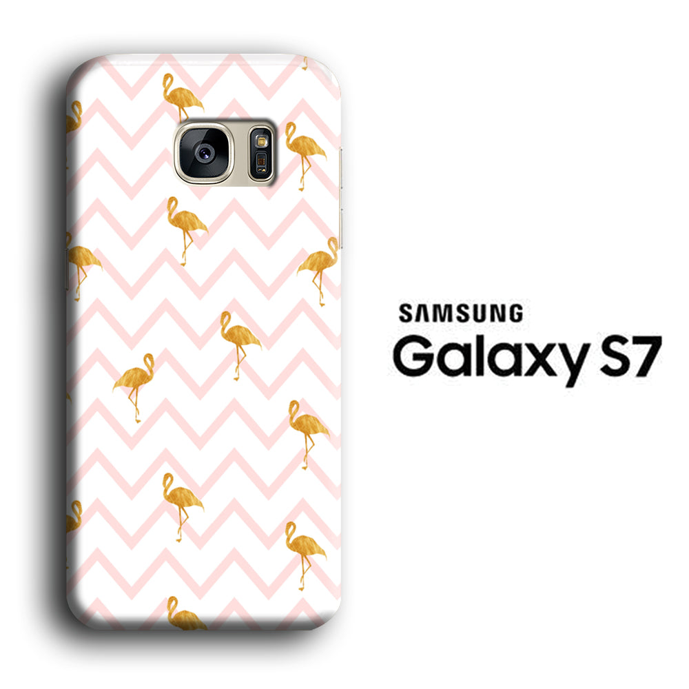 Flamingo Gold and Strip Samsung Galaxy S7 3D Case