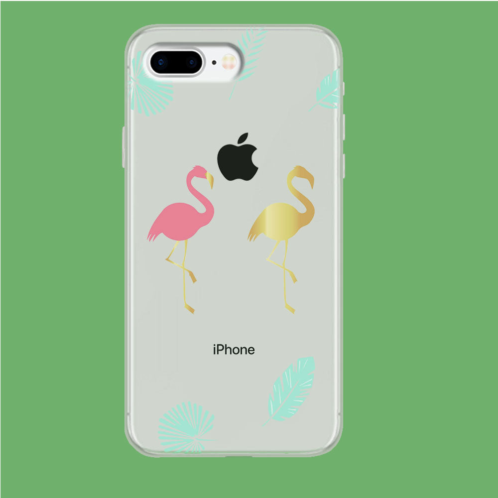 Flamingo Pink and Gold iPhone 8 Plus Clear Case