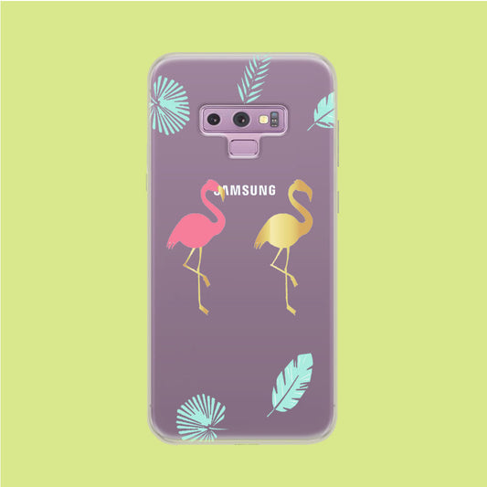 Flamingo Pink and Gold Samsung Galaxy Note 9 Clear Case