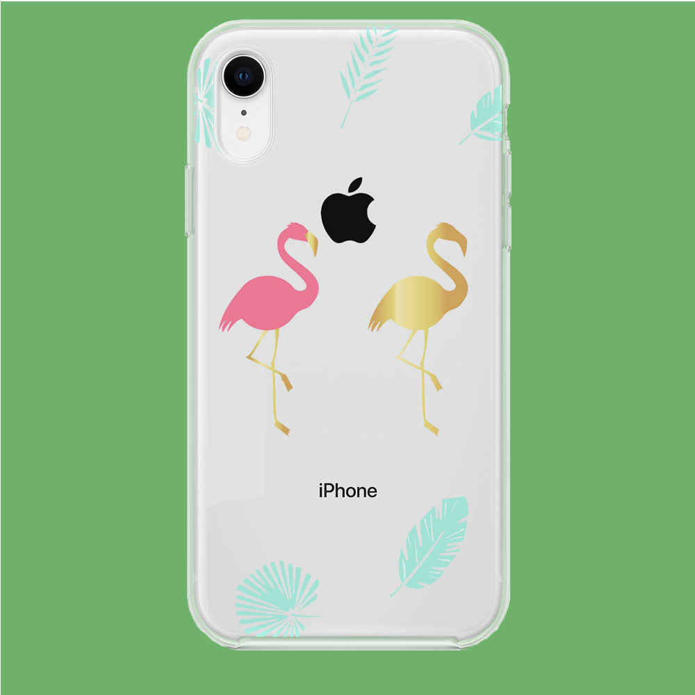 Flamingo Pink and Gold iPhone XR Clear Case