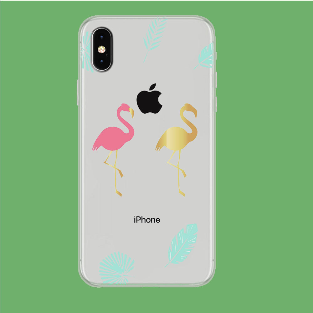 Flamingo Pink and Gold iPhone Xs Max Clear Case