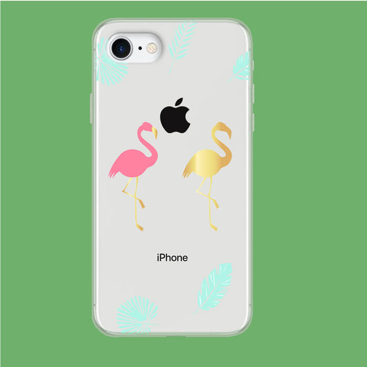 Flamingo Pink and Gold iPhone 8 Clear Case