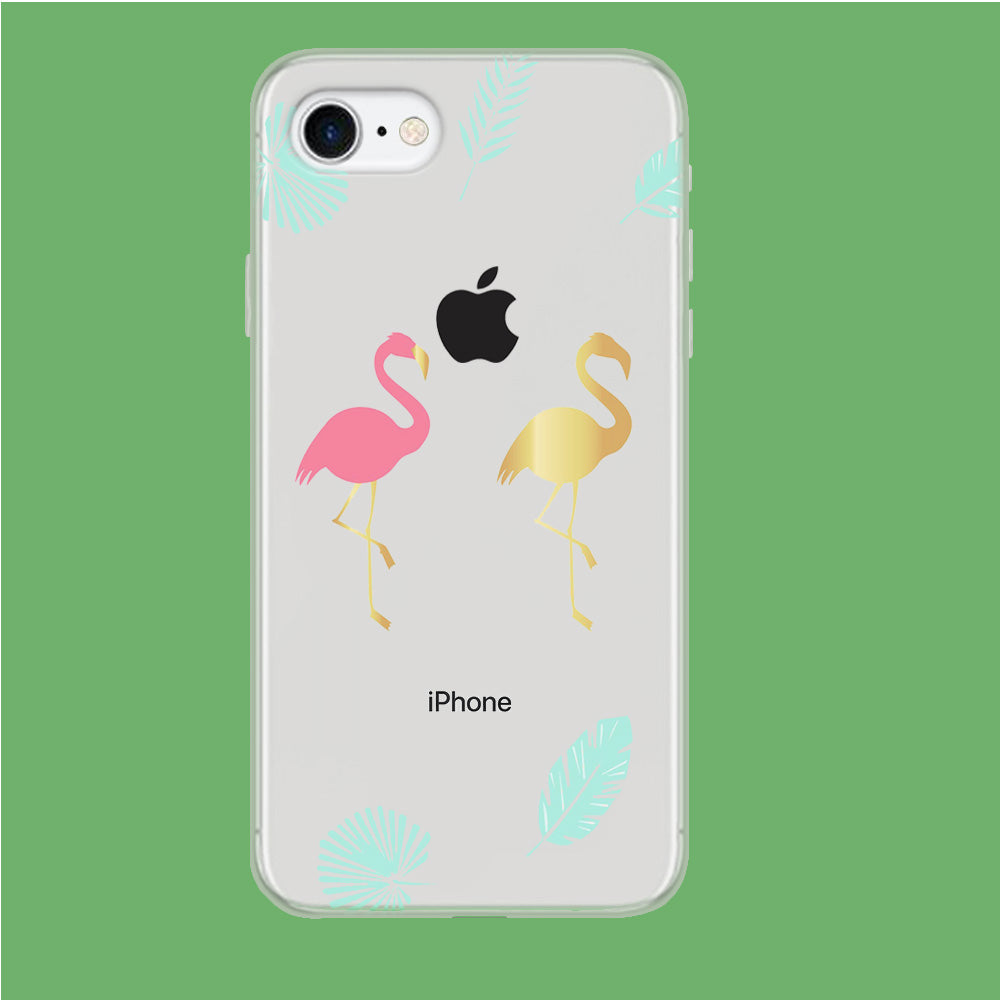 Flamingo Pink and Gold iPhone 7 Clear Case