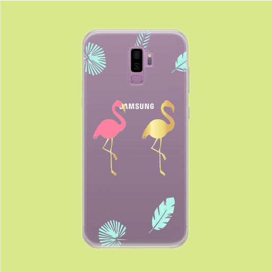 Flamingo Pink and Gold Samsung Galaxy S9 Plus Clear Case