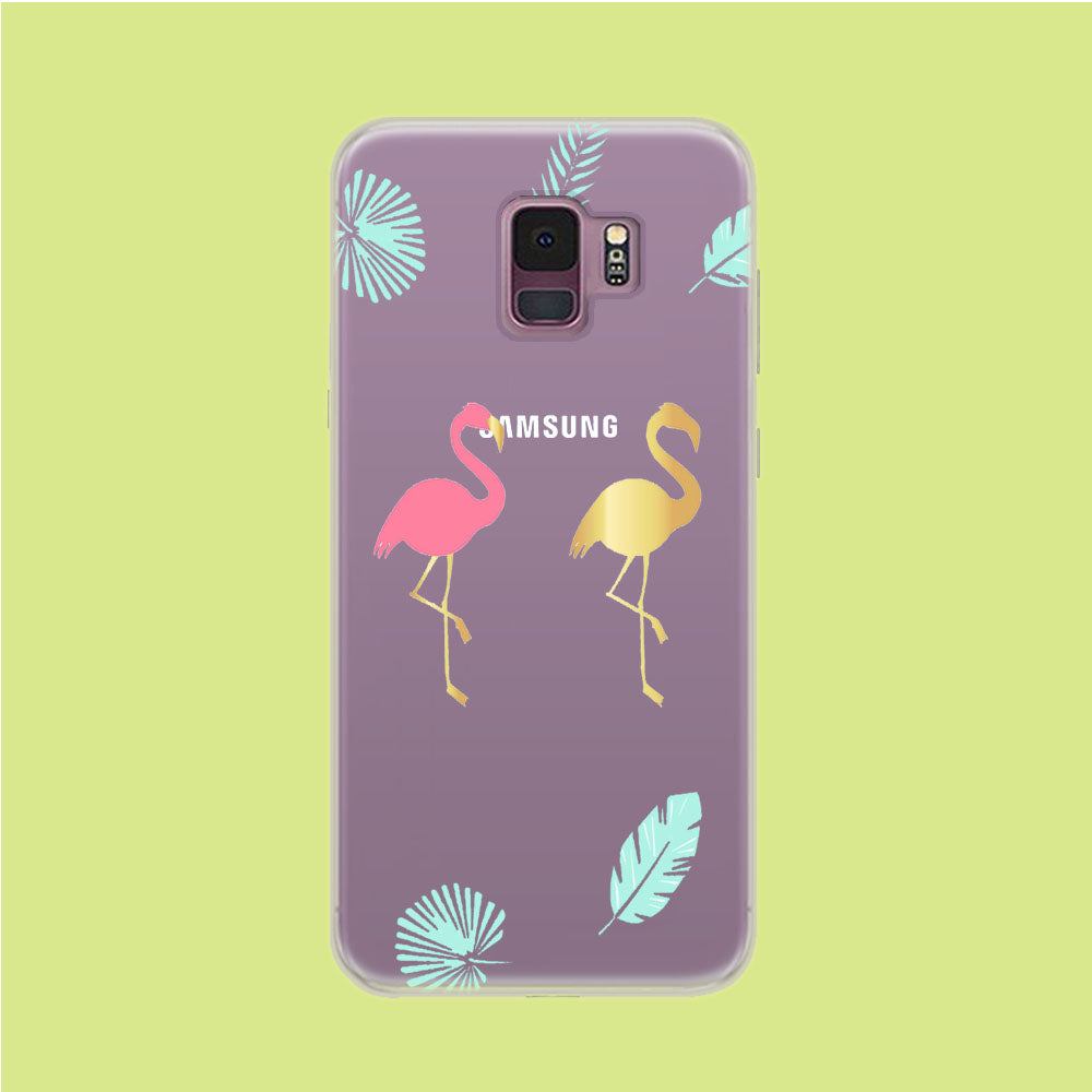 Flamingo Pink and Gold Samsung Galaxy S9 Clear Case