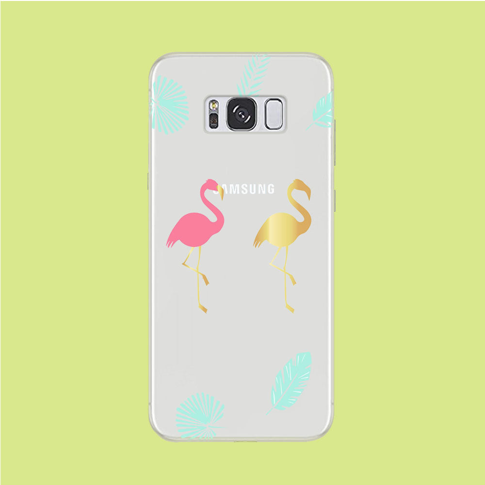 Flamingo Pink and Gold Samsung Galaxy S8 Plus Clear Case