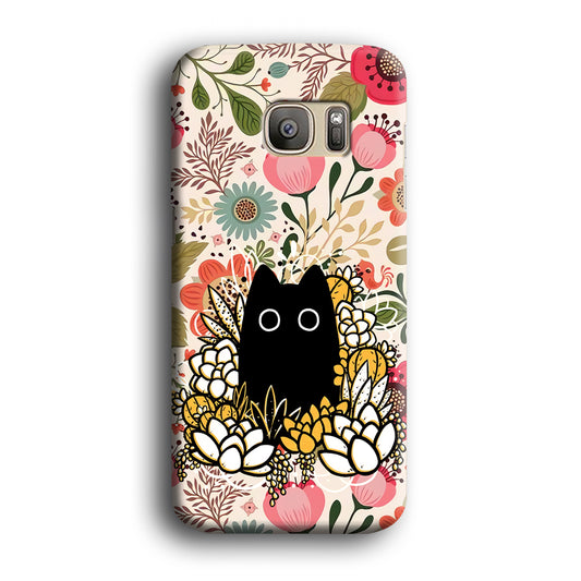 Flower Cat Bucket Samsung Galaxy S7 Edge 3D Case
