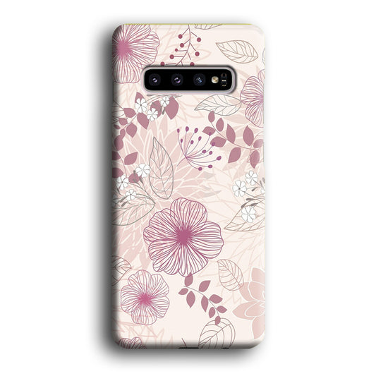 Flower Line Art Samsung Galaxy S10 3D Case