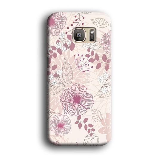 Flower Line Art Samsung Galaxy S7 Edge 3D Case