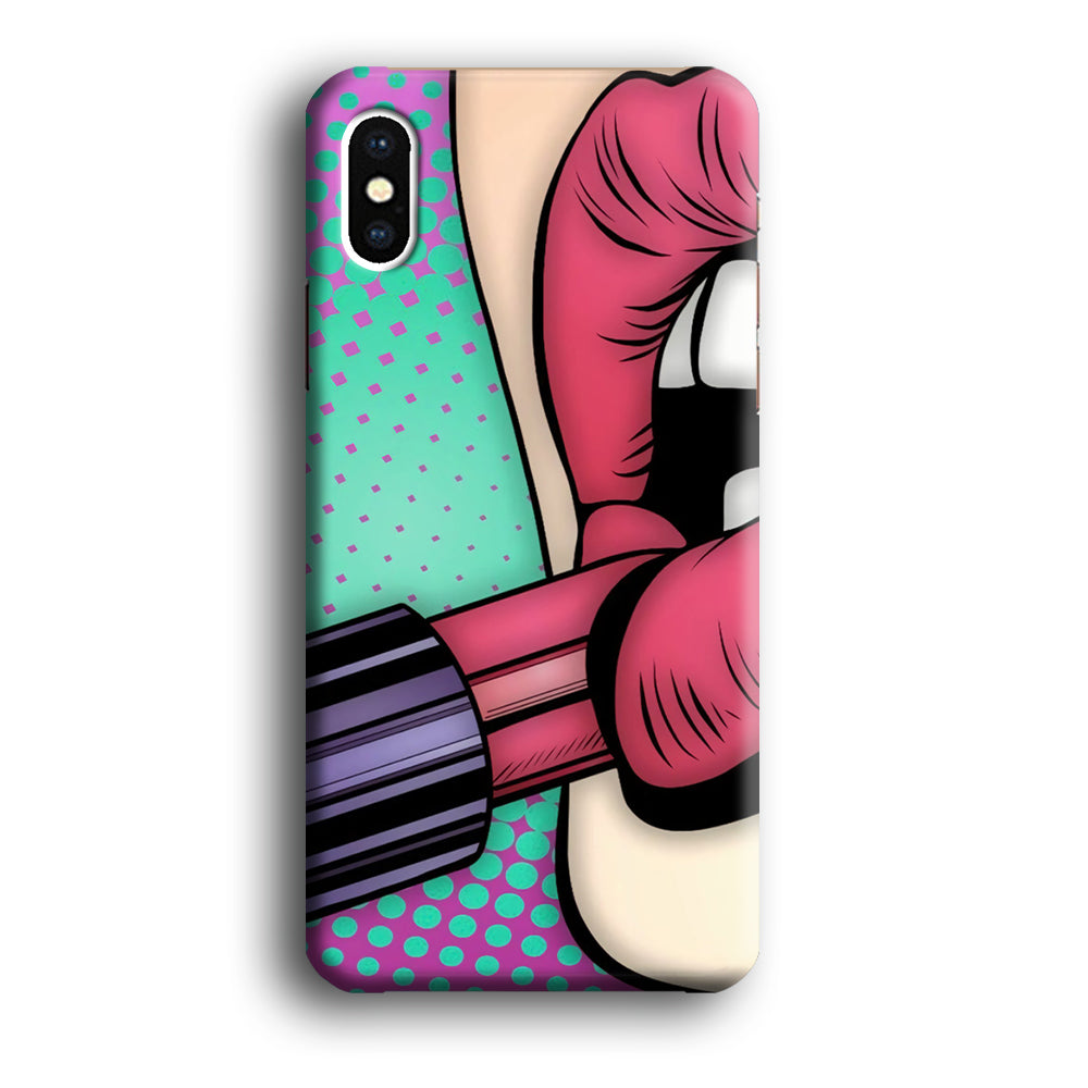 Girly Lipstick on Lips iPhone X 3D Case