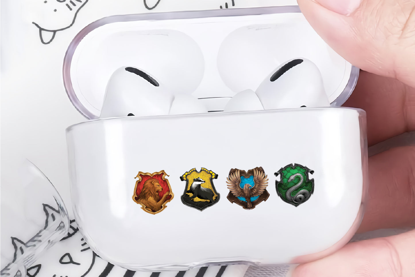 Harry Potter Four Crests of Hogwarts Protective Clear Case Cover For Apple Airpod Pro