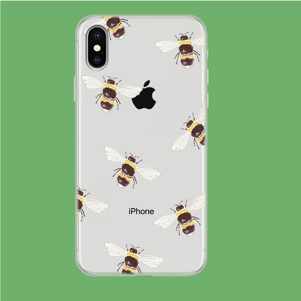 Honey Bee Patern iPhone Xs Clear Case