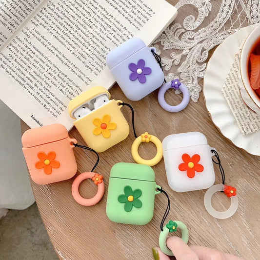 Chrysant Shape Silicone Protective Case Cover For Apple Airpods
