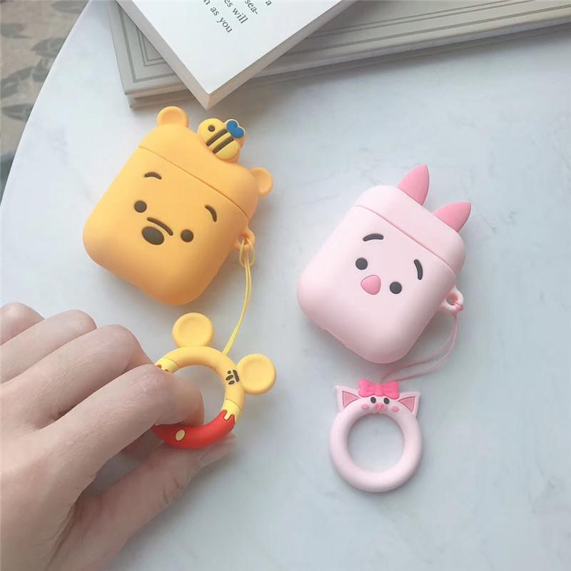 Winnie and Piglet Face Silicone Protective Case Cover For Apple Airpods