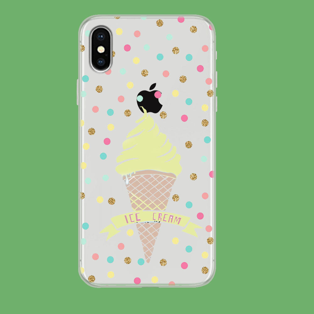 Ice Cream With Glitter Toping iPhone Xs Clear Case