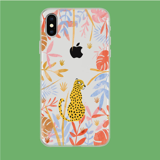 Leopard and Forest Leaves iPhone Xs Clear Case