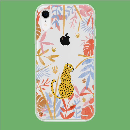 Leopard and Forest Leaves iPhone XR Clear Case