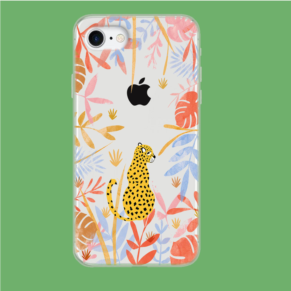 Leopard and Forest Leaves iPhone 8 Clear Case