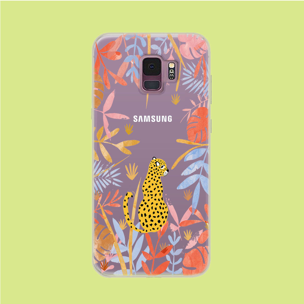 Leopard and Forest Leaves Samsung Galaxy S9 Clear Case