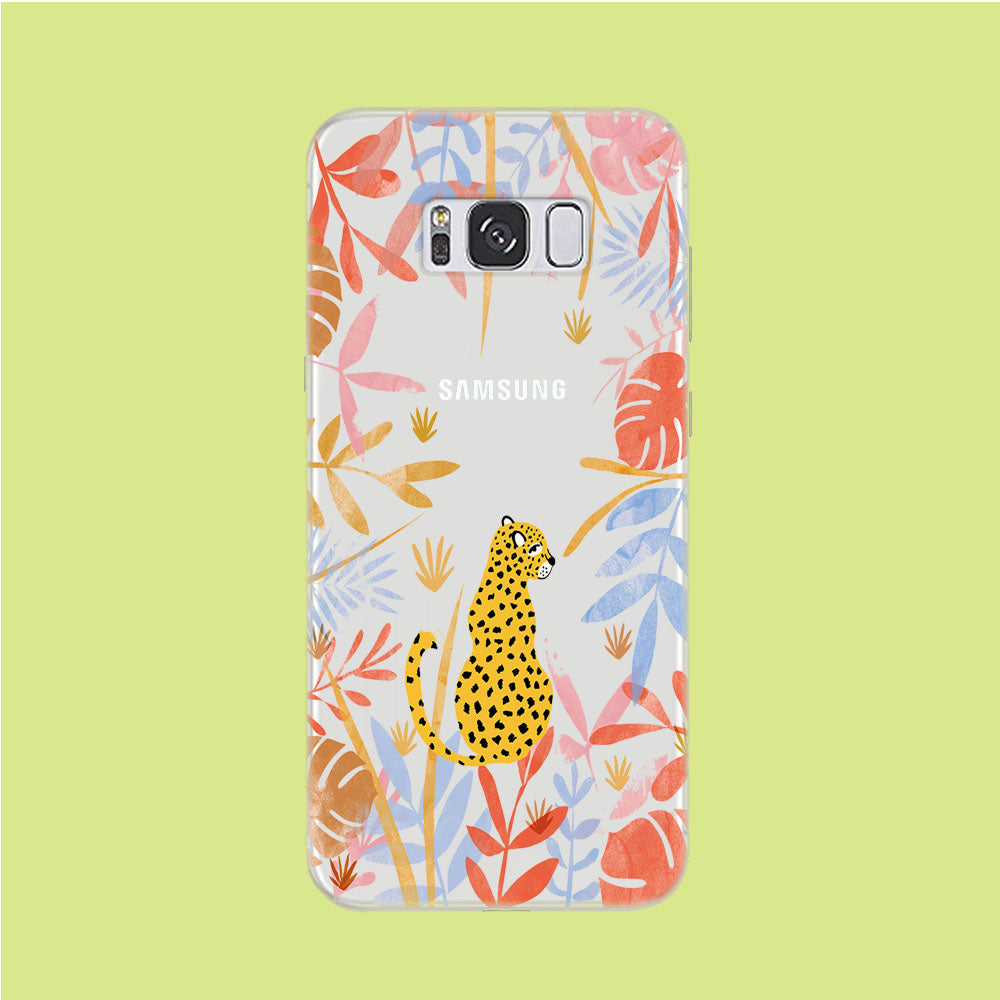 Leopard and Forest Leaves Samsung Galaxy S8 Plus Clear Case