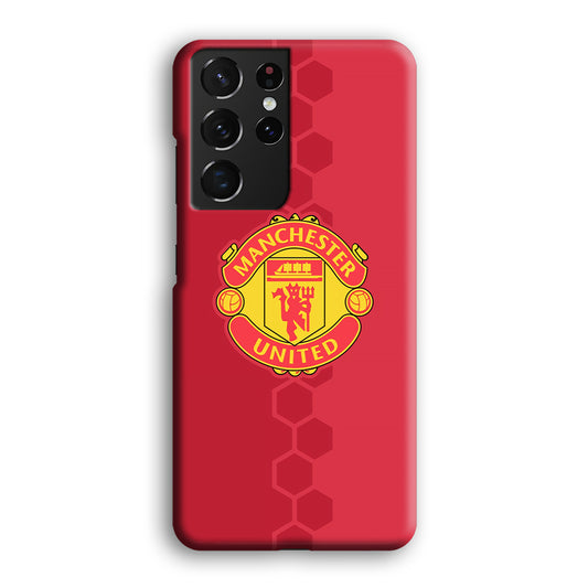 Man. United Red Hexagon and Emblem Samsung Galaxy S21 Ultra 3D Case