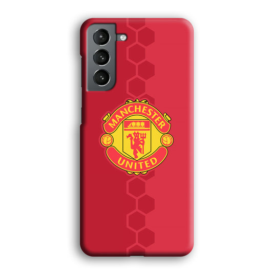 Man. United Red Hexagon and Emblem Samsung Galaxy S21 3D Case