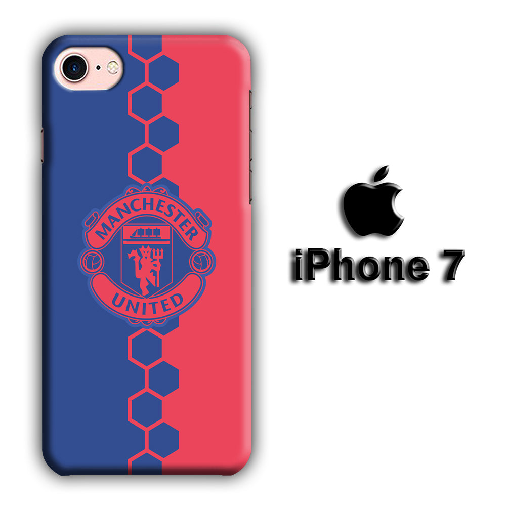 Man. United Blue Hexagon and Emblem iPhone 7 3D Case