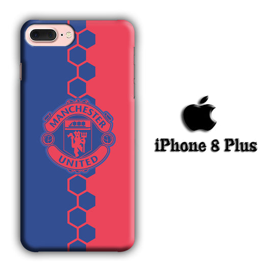 Man. United Blue Hexagon and Emblem iPhone 8 Plus 3D Case
