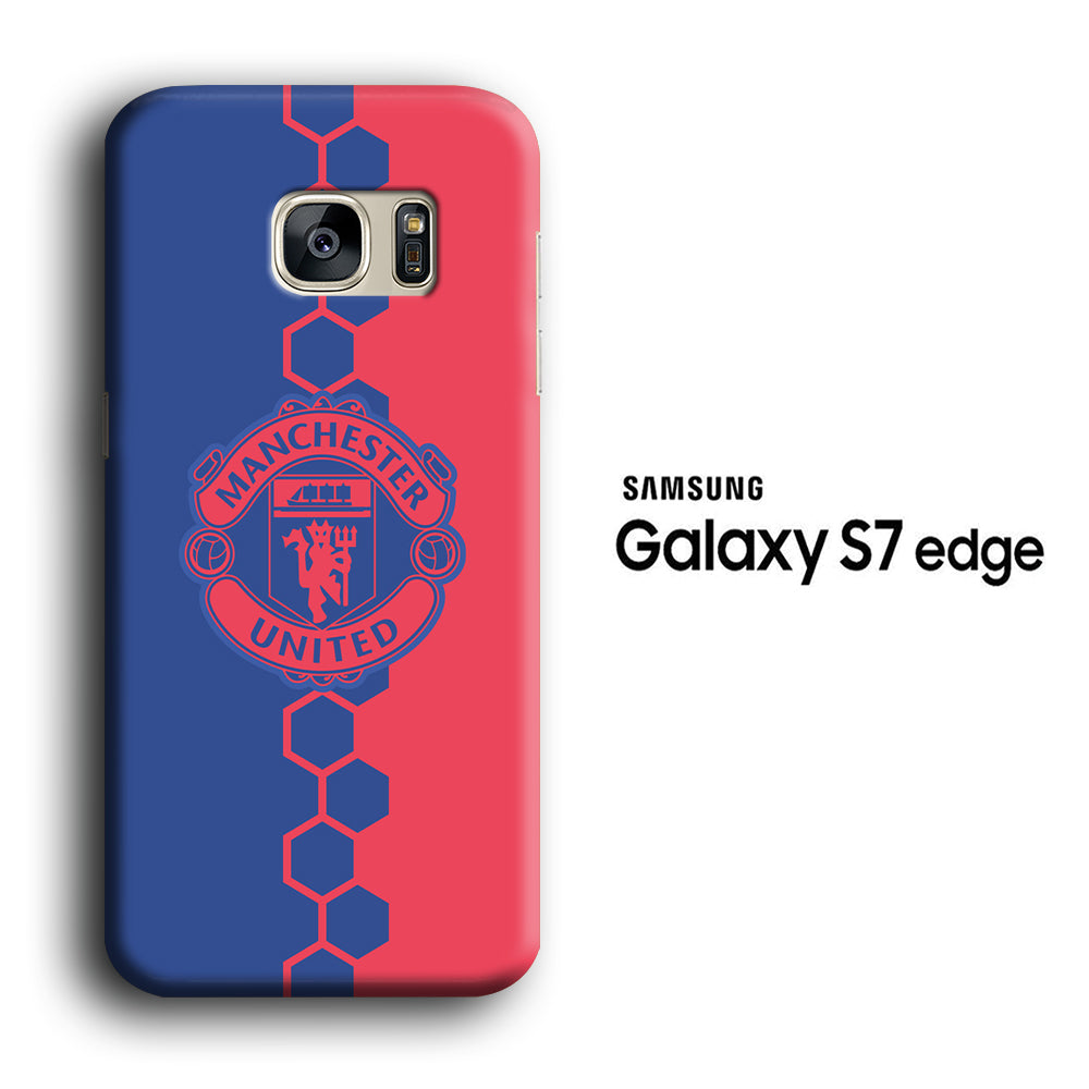 Man. United Blue Hexagon and Emblem Samsung Galaxy S7 Edge 3D Case