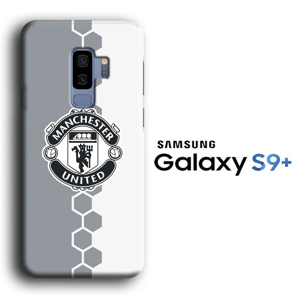 Man. United Gray Hexagon and Emblem Samsung Galaxy S9 Plus 3D Case
