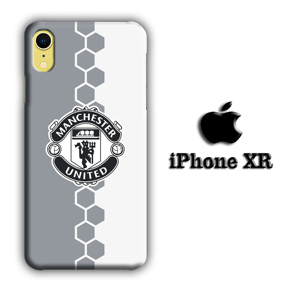 Man. United Gray Hexagon and Emblem iPhone XR 3D Case