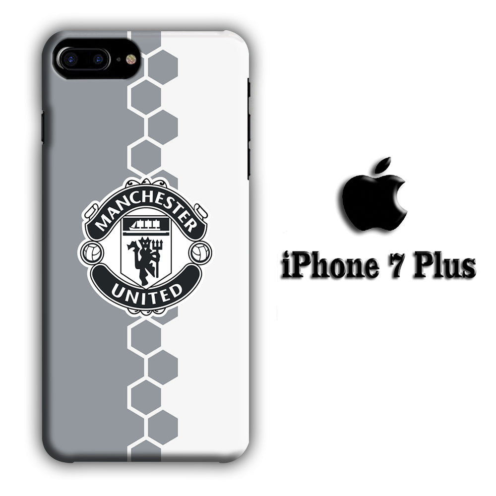 Man. United Gray Hexagon and Emblem iPhone 7 Plus 3D Case