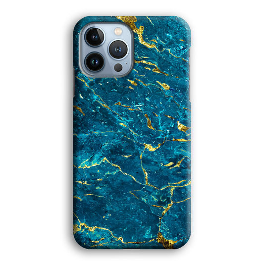 Marble Navy Blue and Gold Line iPhone 13 Pro 3D Case