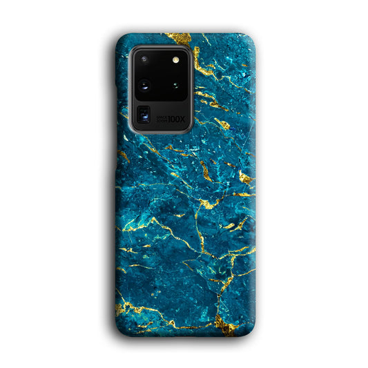 Marble Navy Blue and Gold Line Samsung Galaxy S20 Ultra 3D Case