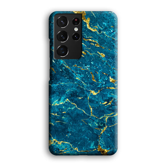Marble Navy Blue and Gold Line Samsung Galaxy S21 Ultra 3D Case