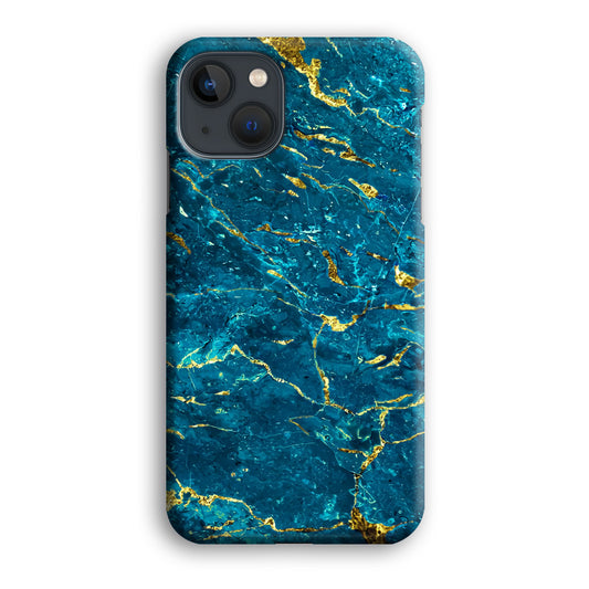 Marble Navy Blue and Gold Line iPhone 13 3D Case