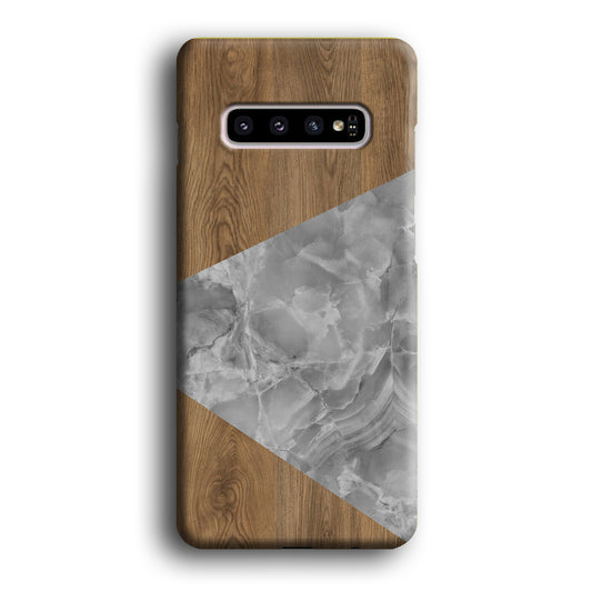 Marble Clear Gray and Wood Samsung Galaxy S10 3D Case