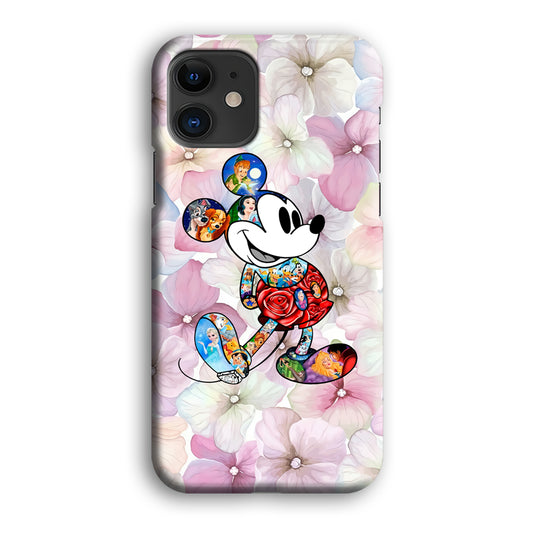 Mickey Colored on Flower iPhone 12 3D Case